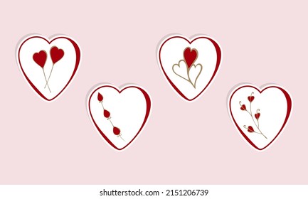 Love and Heart sticker set hand drawn doodle. Vector illustration