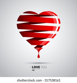 LOVE Heart stripe design, I love you, vector Background