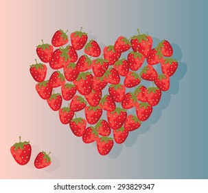 Love heart summer strawberries. Vector