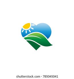 love heart sun leaf logo