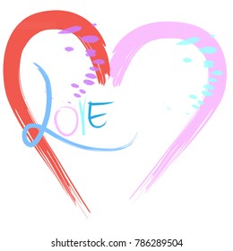 love heart sweet brush stroke style.
