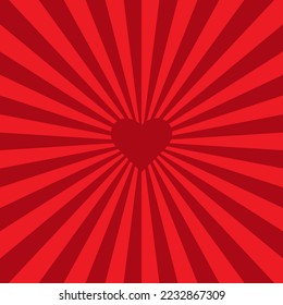 Love heart Swirling pattern background. Vortex starburst spiral twirl square with red heart. Love concept. Good idea for your Wedding.Converging psychadelic scalable stripes. Vector illustration.