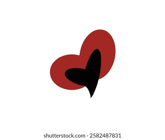 Love or heart symbol can be used as a logo. A unique love icon for design. Love vector with a black and red color. Love symbol illustration with a solid color of red and black. Hand drawn heart vector