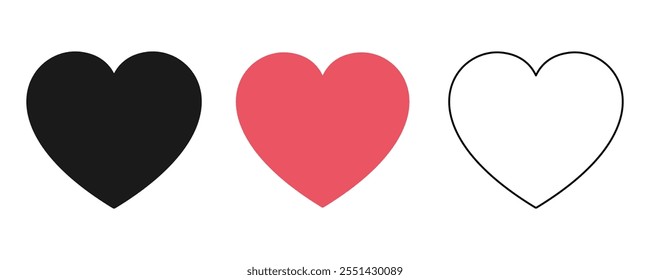 Love heart symbol icon collection. Illustration set isolated on white background.