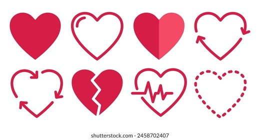 Love Heart Symbol Icons set. Suitable for Valentine's Day and Mother's Day decoration.