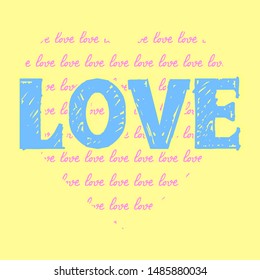 LOVE HEART TEXT SLOGAN PRINT VECTOR