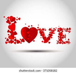 Love and heart text style, vector illustration