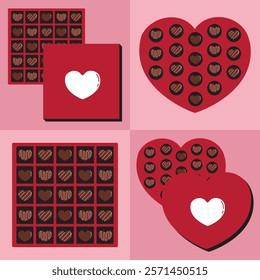Love Heart Themed Chocolate Box for Valentine Day