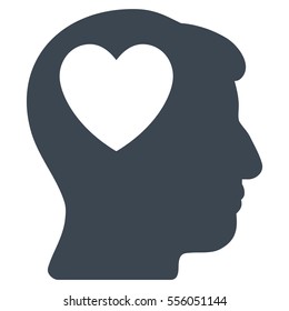 Love Heart Think vector icon. Style is flat graphic symbol, smooth blue color, white background.