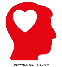 Love Heart Think vector pictograph. Style is flat graphic symbol, red color, white background.