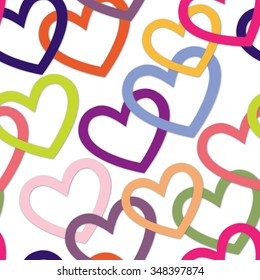 Love heart tiling background. Romantic seamless pattern with hearts. Great for Valentine's Day, Mother's Day, baby announcement, Easter, wedding, scrapbook, gift wrapping paper, textiles.