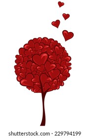 love heart tree decorative vector design - valentine's day cartoon decor