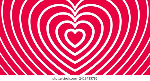 Love heart tunnel romantic background, transition from a smaller to a larger heart, romantically hypnotic effect texture