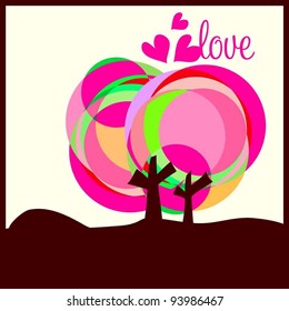love heart two trees twins lover for Valentine's Day card design