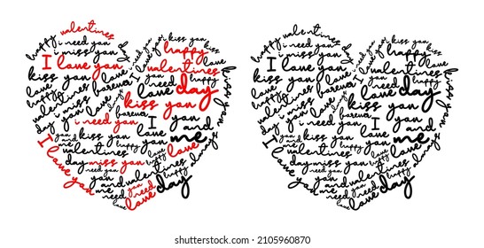 love heart typography vector, happy valentine's day design 