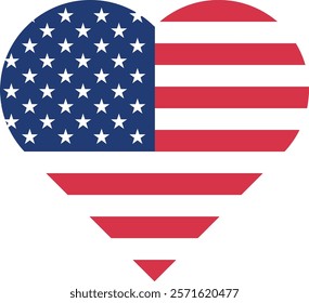 Love Heart USA Flag United States of America