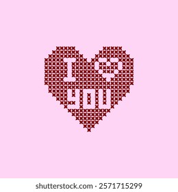 love heart valentine cross stitch needle work embroidery abstract artwork seamless geometric pattern printed background fabric wallpaper hand drawn  line watercolor printed card 


