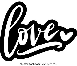 love heart valentines day black vector graphic design and cut file