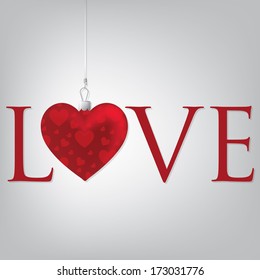 "Love" heart Valentine's Day card in vector format.