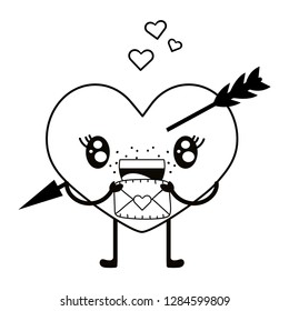 love heart valentines envelope