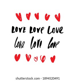 Love And Heart vector callygraphy print