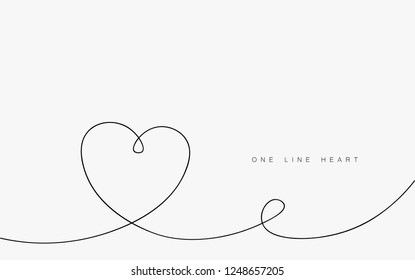 Love Heart Vector, Continuous One Line Drawing. Vector Illustration.