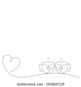 Love heart vector, continuous one line drawing. Vector illustration