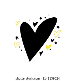 Love heart. Vector cute poster with motivation quote. Decorative elements in scandinavian minimalistic style
