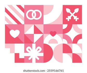 love heart vector flat design geometric shapes