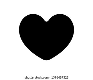 Love heart vector icon black silhouette isolated on white background.