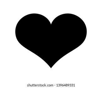 Love heart vector icon black silhouette isolated on white background.