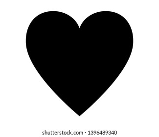 Love heart vector icon black silhouette isolated on white background.