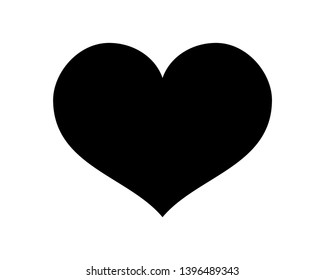 Love heart vector icon black silhouette isolated on white background.