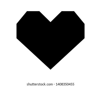 Love heart vector icon black silhouette isolated on white background.