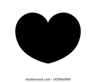 Love heart vector icon black silhouette isolated on white background.