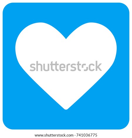 Love Heart vector icon. Image style is a flat icon symbol perforated in a blue rounded square shape.