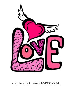 Love with heart. Vector illustration