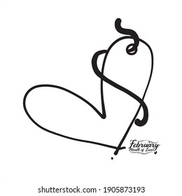 love, heart, vector illustration hand drawing, doodle, for valentines day special, black and white cutie heart and all of "Love"
