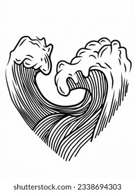 love heart vector, illustration like waves of love