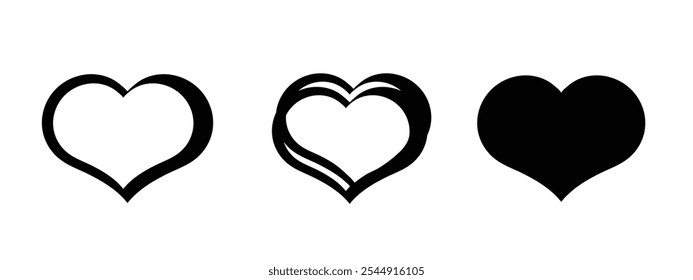 love, heart vector illustration on white background. love, heart silhouette. love, heart icon collection set.