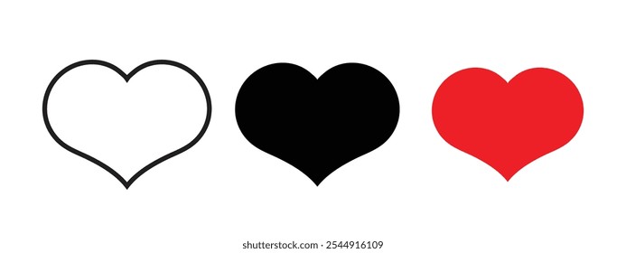 love, heart vector illustration on white background. love, heart silhouette. love, heart icon collection set.