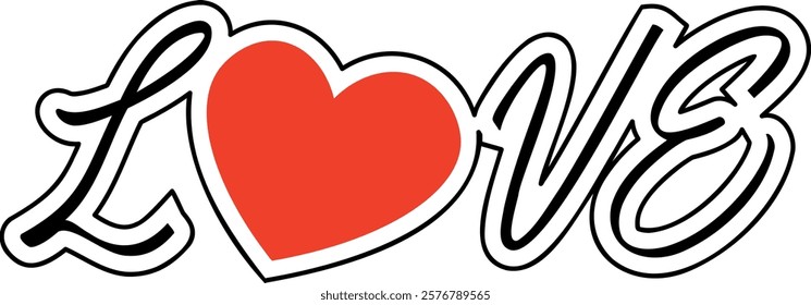 Love heart vector illustration. Valentine's Day typography