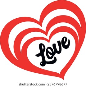 Love heart vector illustration. Valentine's Day typography