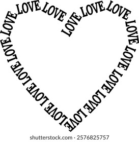 Love heart vector illustration. Valentine's Day typography