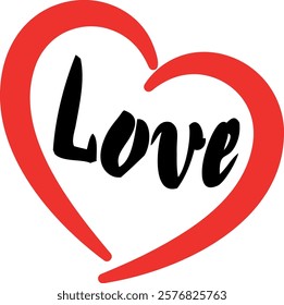 Love heart vector illustration. Valentine's Day typography