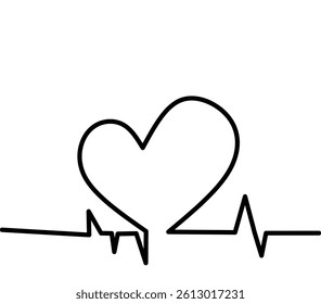 love heart vector line drawing