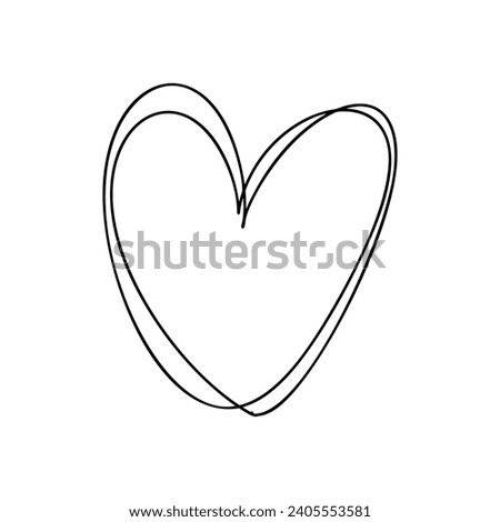 Love heart vector line illustration. Black outline. Element for Valentine Day banner, poster, greeting card