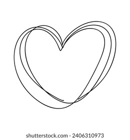 Love heart vector logo lines illustration. Black outline. Element Monoline for Valentine Day banner, poster, greeting card