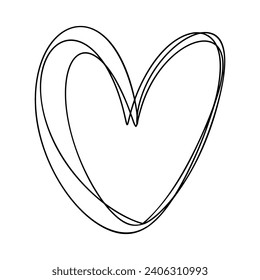 Love heart vector logo lines illustration. Black outline. Element Monoline for Valentine Day banner, poster, greeting card