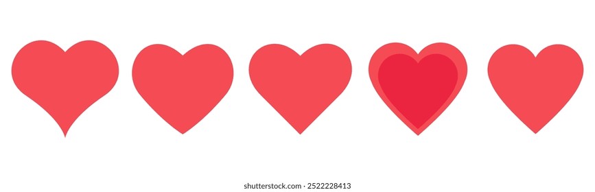 Love heart vector nubes cute valentine sign symbol stroke red shapes reaction like good emotions red heart shape minimal